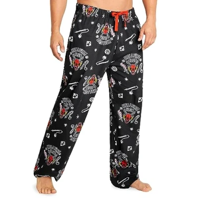 Afbeelding van Stranger Things Pyjamabroek voor heren, humor, pyjamabroek, lang, katoen, S 3XL, cadeau idee volwassenen, tieners, zwart.