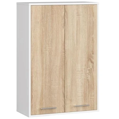 Afbeelding van Hangende Badkamerkast FIN H934 W64 met 2 Deuren / AKORD Furniture Factory Wit Sonoma Eik 64 x 94 30 cm