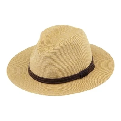Afbeelding van fiebig Traveller Papieren hoed, effen zonnehoed met kunstleren band, Beige
