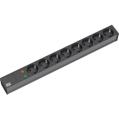 Image de Bachmann IT PDU Basic Coupe circuit (rack montable) CA 230 V entrée : CEE 7/7 connecteurs de sortie 8 (CEE 7/3) 1U 19&quot; 2 m cordon noir
