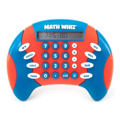 Afbeelding van Learning Resources Math Whiz Elektronische wiskundetrainer, vanaf 6 jaar, draagbaar elektronisch spel, optellen, aftrekken, vermenigvuldigen en delen, rekenmachine voor kinderen
