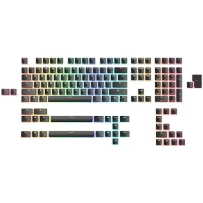 Afbeelding van Glorious Gaming 145 Aura V2 keycaps PBT Pudding doppen, RGB compatibel, lettertypen en transp zijkanten, voor + duurzaamheid, alle MX staafjes, lay outs: US zwart