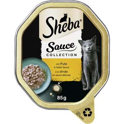 Afbeelding van 22 x 85 g Sheba Kuipjes Kattenvoer Kalkoenhapjes in heldere saus