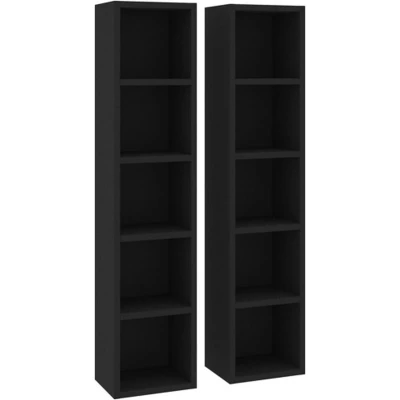 Afbeelding van Cd kasten 2 st 21x16x93,5 spaanplaat zwart
