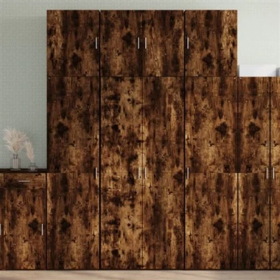 Image de vidaXL Buffet haut chêne fumé 80x42,5x249 cm bois d&#039;ingénierie3281368