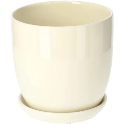 Afbeelding van KOTARBAU® Keramische bloempot met lekbak, 17 cm, beige