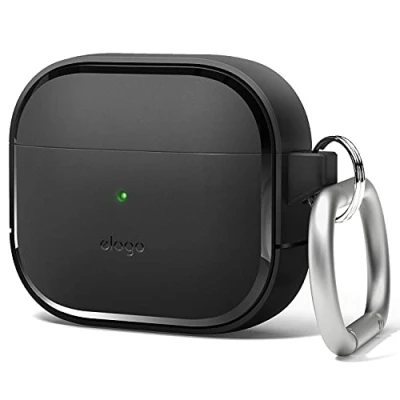 Afbeelding van elago EDC Beschermhoes met sleutelhanger, compatibel AirPods 3 case, schokabsorberend design, duurzaam TPU materiaal, ondersteunt draadloos opladen, volledige bescherming (zwart)