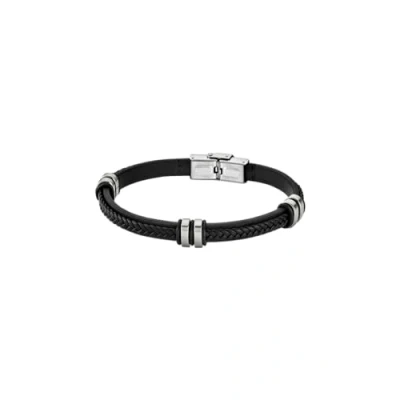 Afbeelding van Lotus LS1829 2/1: Herenarmband, Leer en staal, zwart, 22 cm, roestvrij Zonder steen, steen