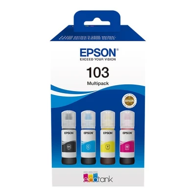 Image de Epson 103 Multipack Pack de 4 noir, jaune, cyan, magenta original recharge d&#039;encre pour L1210, L3210, L3211, L3251, L3256, L3260, L3266; EcoTank L1250, L3250, L3260