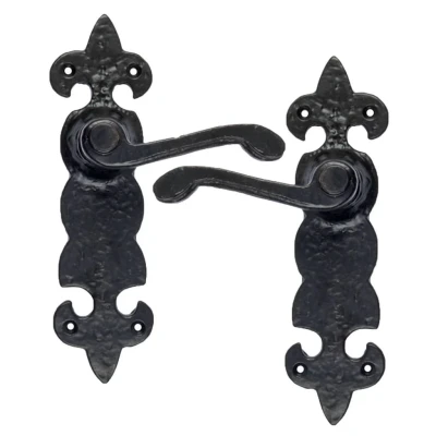 Afbeelding van Ludlow Foundries Deurkruk op schild fleur de lis blind