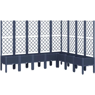 Afbeelding van Plantenbak met latwerk 200x160x142 cm polypropeen grijs