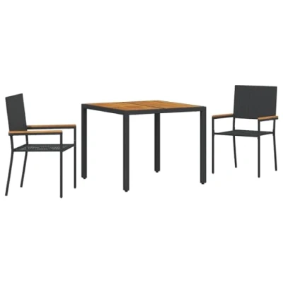 Afbeelding van vidaXL 3 delige Tuin Eettafel Set Zwarte Poly Rattan