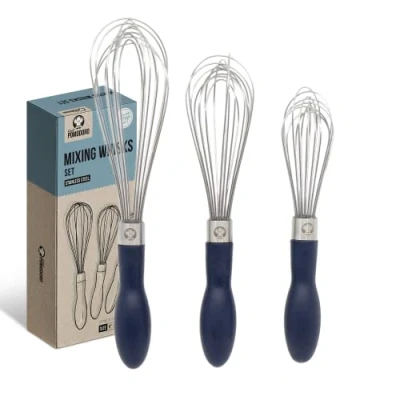 Afbeelding van Chef Pomodoro Set van 3 keukengardes Pomodoro, keukengerei roestvrij staal, ballongarde voor gebak