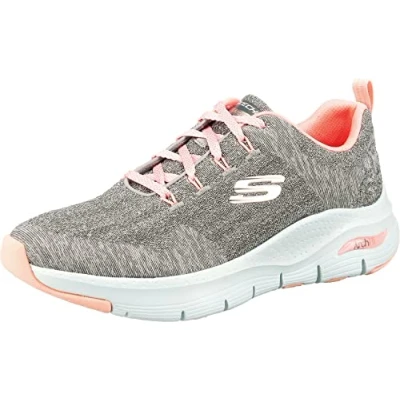 Afbeelding van Skechers Sport ARCH FIT Comfy WAVE Sportieve veterschoenen, Dames, Maat: 37.5, Gray knit / pink trim Textiel