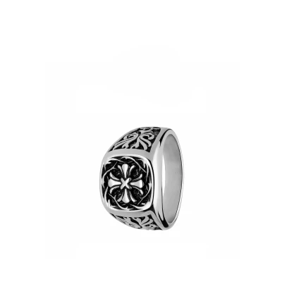Afbeelding van Lucardi Heren Stalen Ring met kruis Staal Zilver 18 / 57 mm