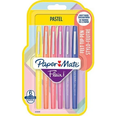 Afbeelding van Fineliner Paper Mate Flair Pastel blister à 6 kleuren