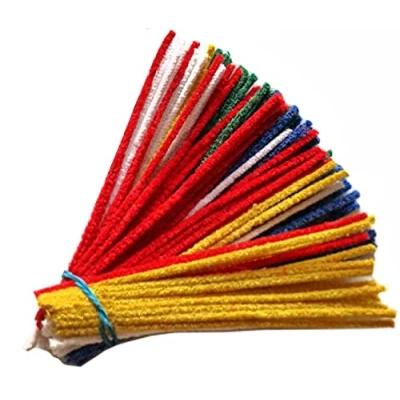 Afbeelding van GERMANUS pijpenreiniger, 100 stuks, chenillegaren, kleurrijk, rood, geel, blauw, groen, wit, voor doe het zelf en decoratie kinderen volwassenen