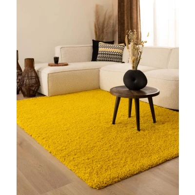 Afbeelding van Hoogpolig Vloerkleed Shaggy Trend Effen Geel 160x230 Cm