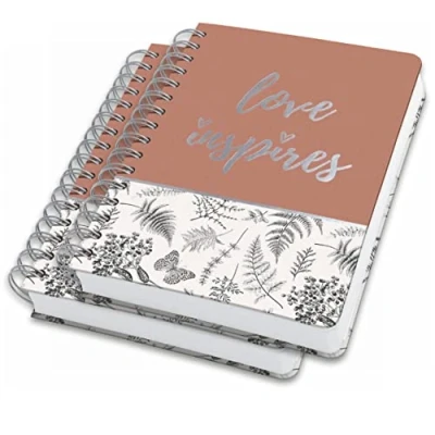 Afbeelding van SIGEL JN605 Set van 2 premium notitieboeken, spiraalbinding, 16,8 x 21,5 cm, gestippeld, hardcover, bladpatroon, zwart/beige/bruin, mooi