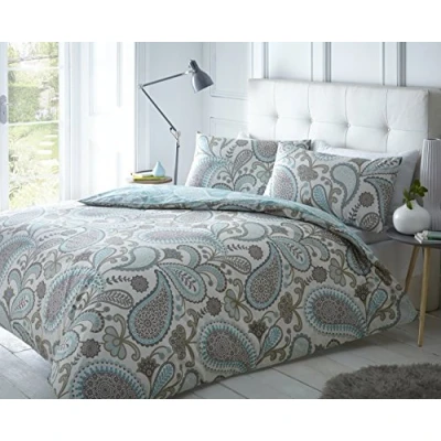 Afbeelding van Sleepdown Just Contempo Beddengoedset, paisleypatroon, dekbedovertrek en kussensloop, blauwgroen