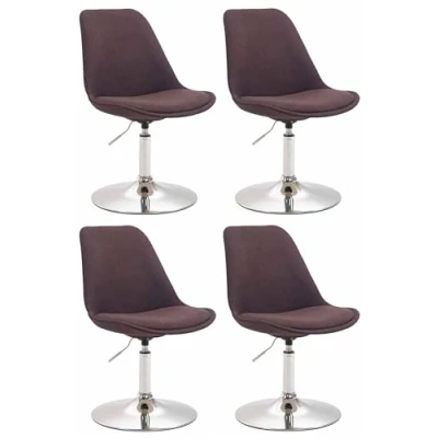 Afbeelding van CLP Maverick Set van 4 Eetkamerstoelen Stof bruin chroom