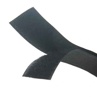 Afbeelding van Set zwarte klittenband om op te naaien met niet klevende nylon achterkant, 3 cm 1 m