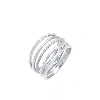 Afbeelding van Elli 5 PACK Basic Ring, Dames, Maat: 54, Silber