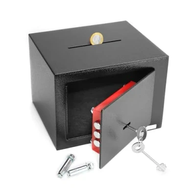 Afbeelding van QWORK® veilige kluis 23 x 17 cm met gleuf, voor meubels 3 baarden, zeer stalen constructie waardevolle spullen