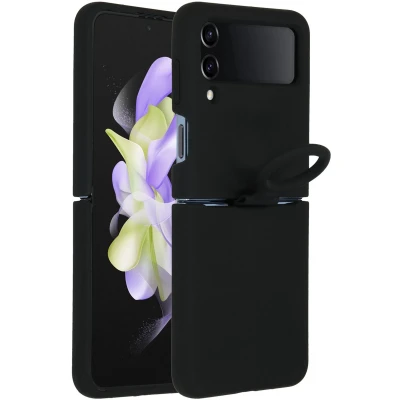 Afbeelding van Accezz Hoesje Geschikt voor Samsung Galaxy Z Flip 4 Siliconen Liquid Silicone Backcover Zwart