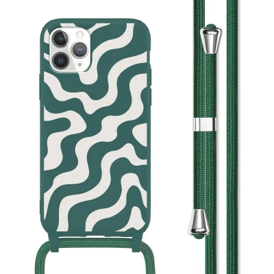 Afbeelding van imoshion hoesje Geschikt voor iPhone 11 Pro met koord Siliconen design Meerkleurig / Petrol Green Groovy
