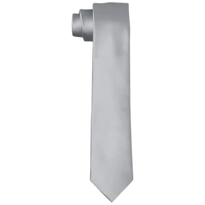 Afbeelding van DonDon Handgemaakte stropdassen voor heren, zijdelook, 6 cm, zilver.