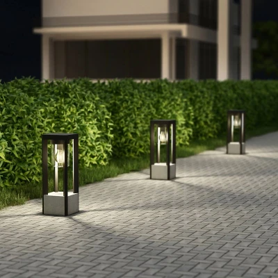 Afbeelding van Lucande Sokkellamp 1licht aluminium, kunststof H: 42 cm E27 donkergrijs (RAL 840 M), helder