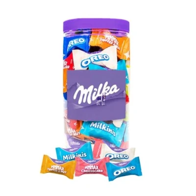 Afbeelding van Milka Favourites chocolademix mini&#039;s mix Toffee &amp; Nut, Oreo, Cheesecake Milkini 500g