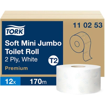 Image de TORK 110253 papier toilette soft Mini Jumbo 2 plis blanc T2 Premium