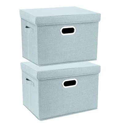 Afbeelding van TYEERS Opbergdoos met deksel, opvouwbaar, wasbaar, 44 x 30 29 cm, 2 stuks, Aqua Spring