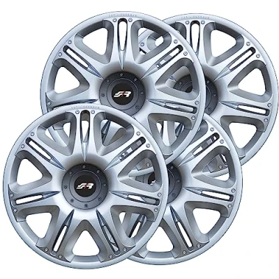 Afbeelding van Simoni Racing NAS/15 Set van 4 Nascar wieldoppen 15 inch universele wielafdekking zilvergrijs