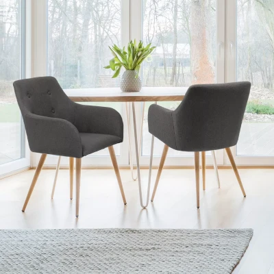 Afbeelding van Lot de 2 chaises salle à manger scandinaves DANIA gris anthracite