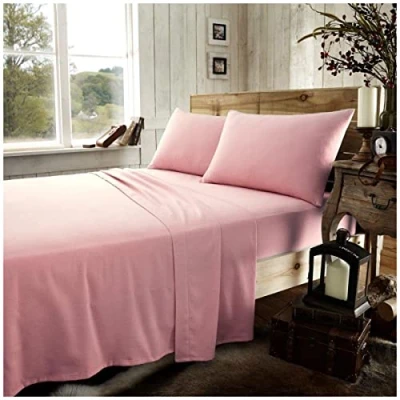 Afbeelding van GC Gaveno Cavailia Effen flanellen hoeslaken van geborsteld katoen, zacht en comfortabel, voor kingsize bedden, roze