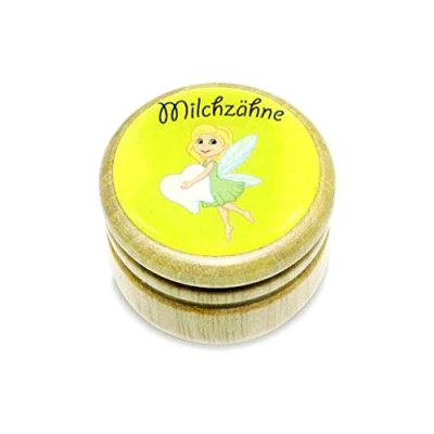 Afbeelding van Melktanddoos, tanddoos melktanden fotodoos van hout met draaisluiting in diverse motieven voor jongens en meisjes 44 mm (Tandfee) Made EU 7015