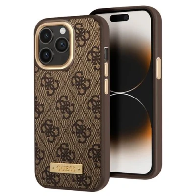 Afbeelding van Guess PU Smartphonehoesje voor Apple iPhone 14 Pro Max Kleur: Bruin, Back Cover Magsafe, Bescherming van Telefoon