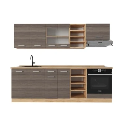 Afbeelding van Vicco Complete keukeneenheid R Line, Edel grijs/gouden eik, 240 cm , WB Eik