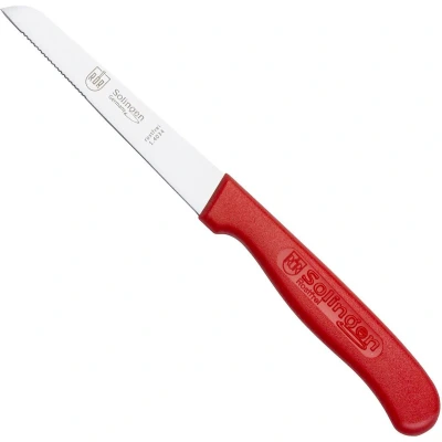 Afbeelding van RÖR Solingen Schilmes met Inkeping RVS Lemmet 8.5 cm Heft Kunststof Rood
