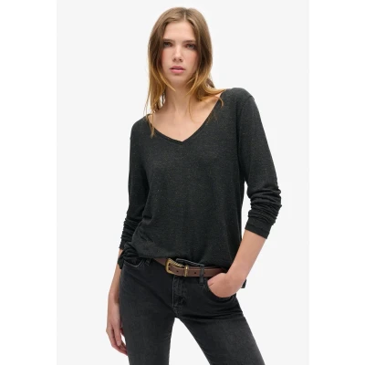 Afbeelding van Superdry V NECK Longsleeve, Dames, Maat: 44, Black metallic