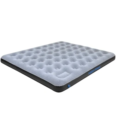Afbeelding van High Peak King Comfort Plus Luchtbed 2 Persoons Grijs Blauw ingebouwde voetpomp