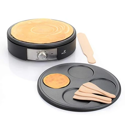 Afbeelding van Senya elektrische crêpemaker, 2 verwisselbare platen in gegoten aluminium, crêpetijd 1500W, familiecrêpemaker, zwart