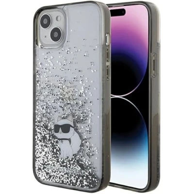 Afbeelding van Karl Lagerfeld Liquid Glitter Choupette hoesje voor iPhone 15 Plus transparant