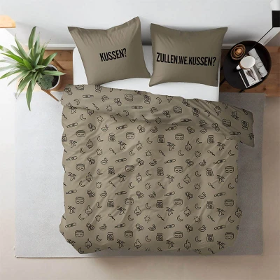 Afbeelding van Dekbedovertrek RUMAG Je Moet Grote Bed Houden 1 persoons (140x200/220 cm) Microvezel Tekst Beige Ga naar