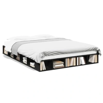 Image de vidaXL Cadre de lit sans matelas noir 160x200 cm bois d&#039;ingénierie832230