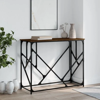 Afbeelding van Wandtafel 100x40x80 cm bewerkt hout bruin eikenkleur