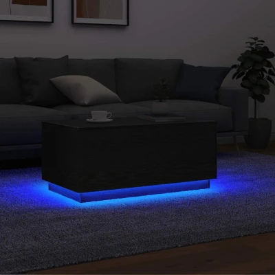 Afbeelding van vidaXL Salontafel met LED verlichting 90x49x40 cm zwart eiken